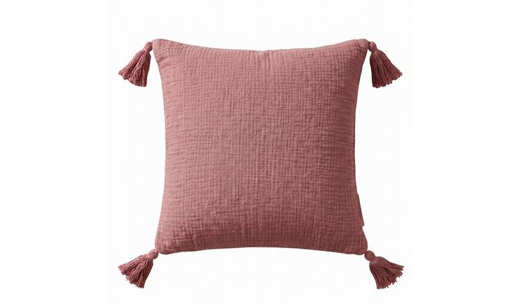 Homescapes Rose Pink Handmade Cotton Muslin Filled Cushion - 45 x 45 cm