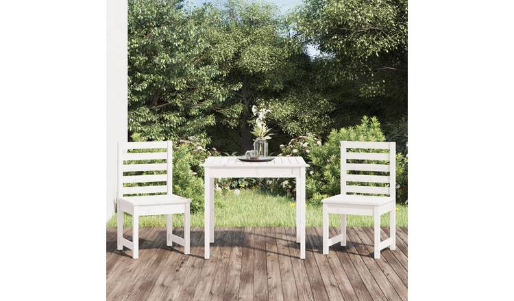 Walplus 3 Piece Wood Bistro Set - White - 82.5 x 82.5 x 76 cm
