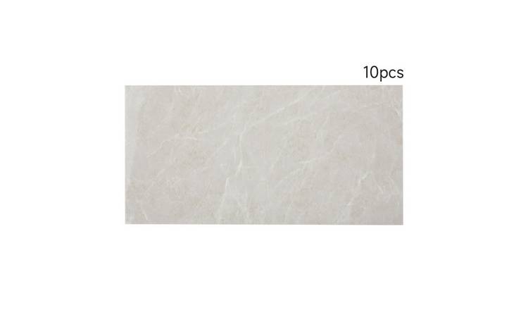 Living and Home 10 Pcs Self-Adhesive Marble PVC Wall Stickers - White