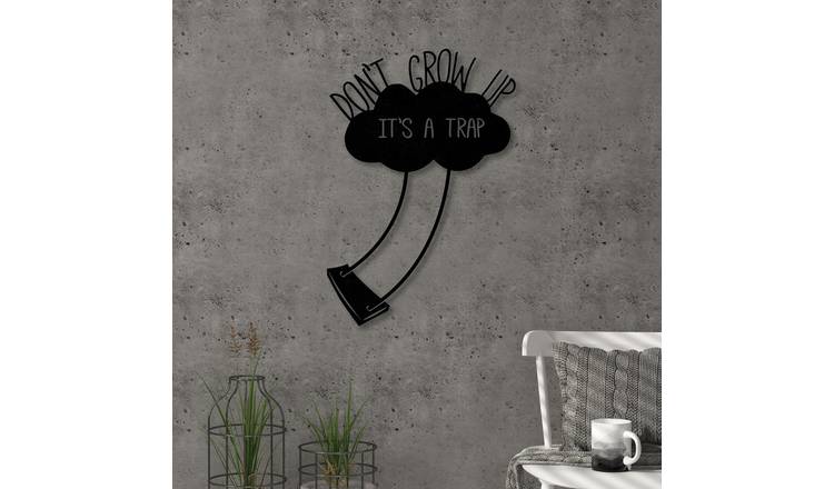 Decortie Metal Wall Art Collection Metal Typography Hanging Wall Decor - black