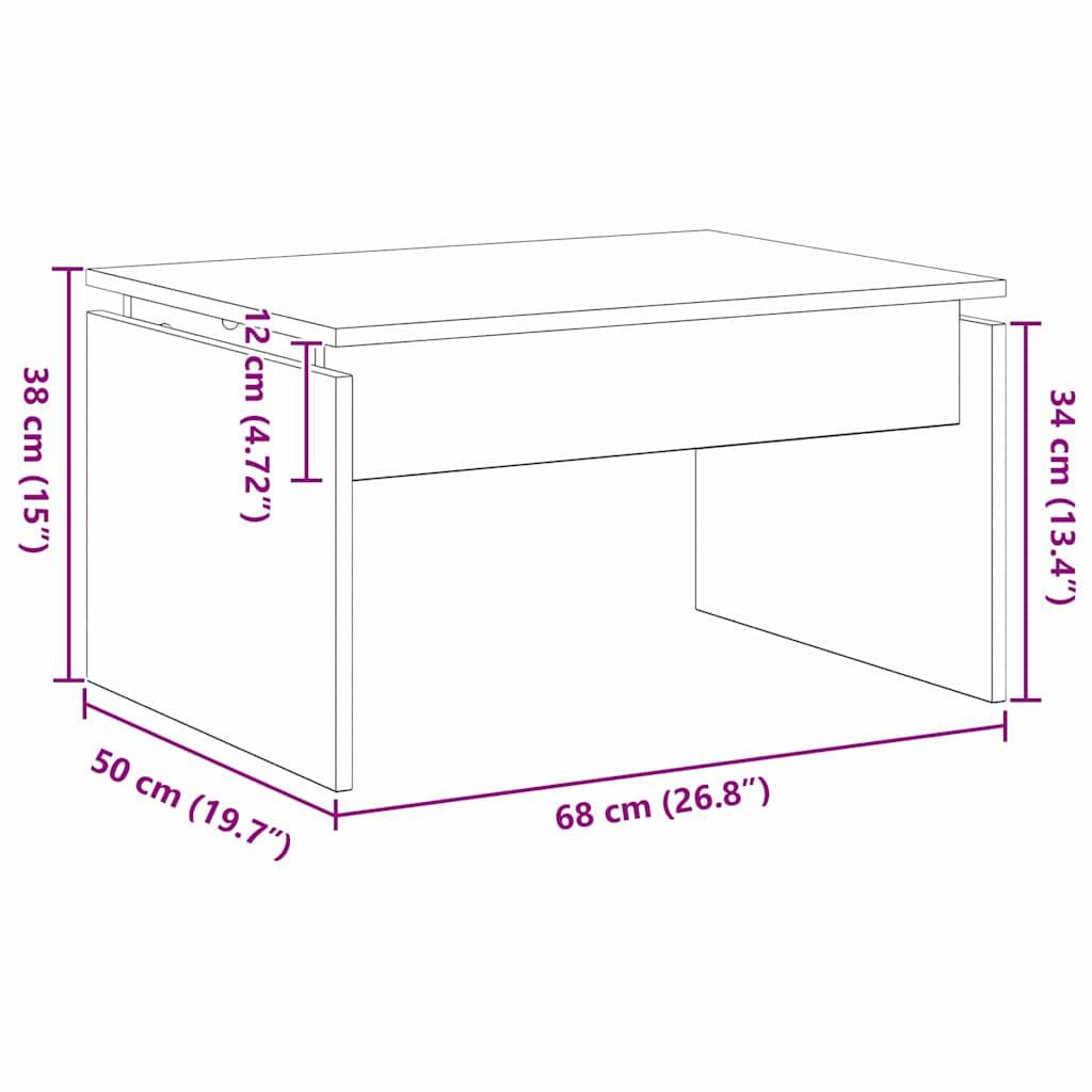 Walplus Engineered Wood Coffee Table - Dark Oak - 68 x 50 x 38 cm - Image 7