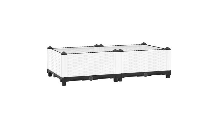 Walplus Polypropylene Raised Garden Bed - White - 80 x 40 x 23 cm
