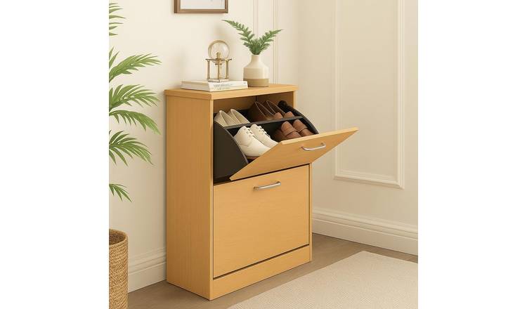 Home Treats 2 Door Shoe Storage Cupboard - Beech