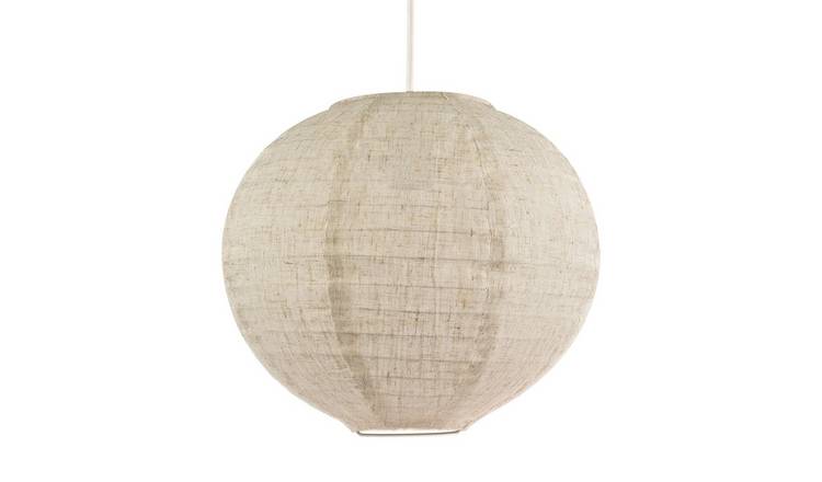 Happy Homewares Taupe Natural Linen Fabric Oatmeal Pendant Shade - 30cm