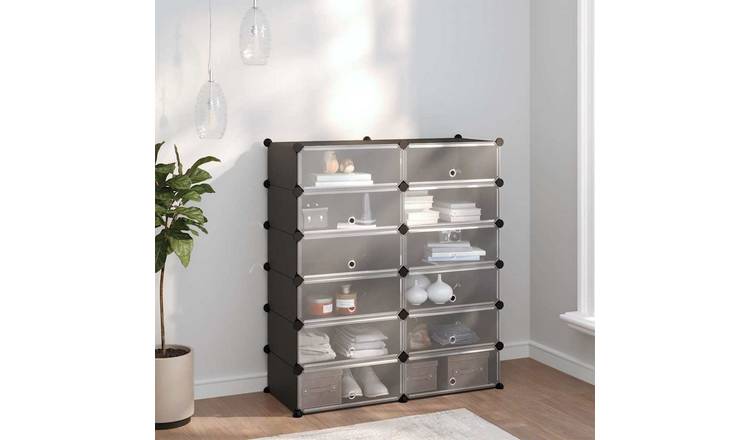 Walplus Plastic Shoe Rack - Black - 94.5 x 36.5 x 106 cm