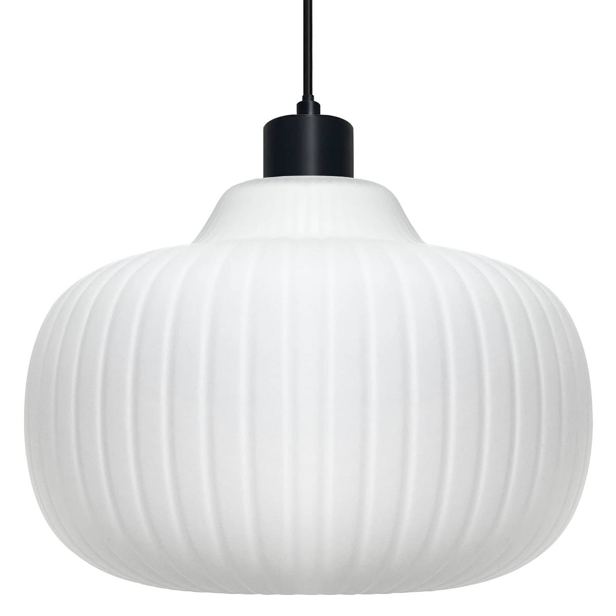 Energy Light Bulbs Oval Globe Opal Ribbed Glass Ceiling Pendant Light - Black - Image 3