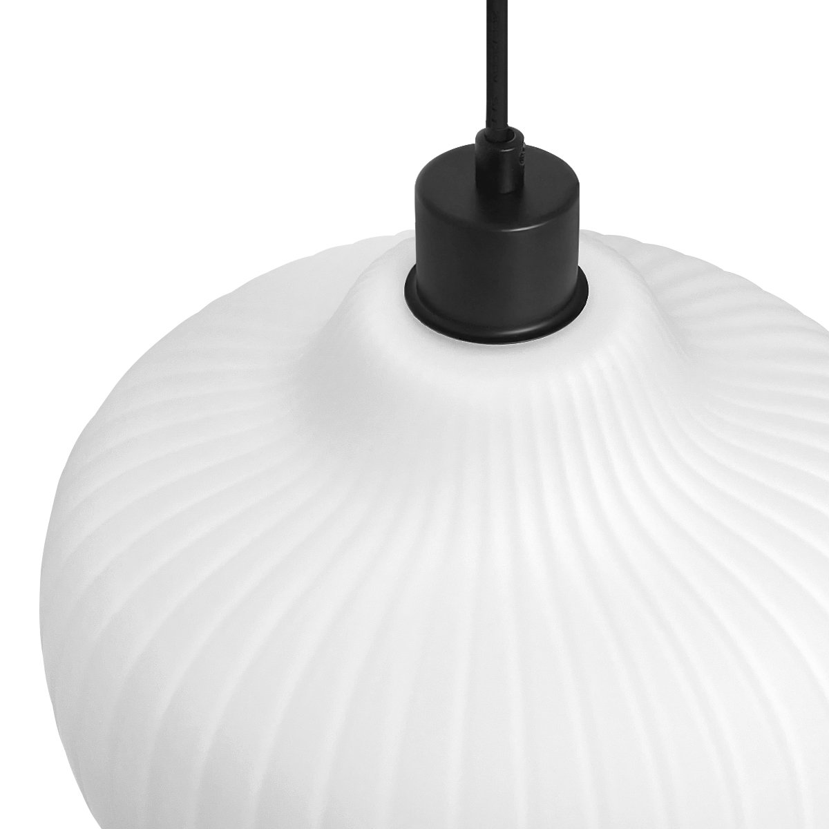 Energy Light Bulbs Oval Globe Opal Ribbed Glass Ceiling Pendant Light - Black - Image 4