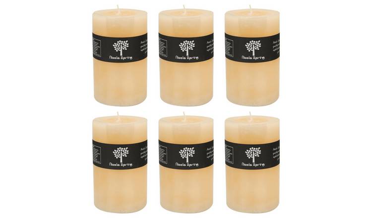 Nicola Spring 130ml Round Vanilla Pillar Candles Pack of 6 - Cream