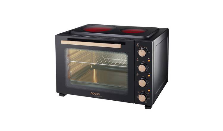 Cooks Professional 48L Mini Oven with 2 Ceramic Hobs - Black/Copper