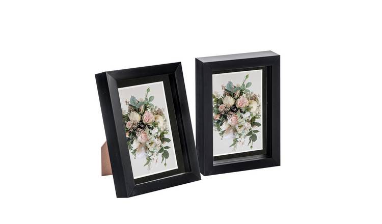 Nicola Spring 3D Box Photo Frames - 5x7" with Mount - Black - Pack of 2
