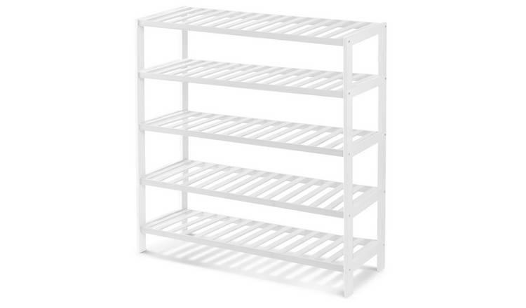 Keplin 5 Tier 15 Pair Bamboo Shoe Rack - White