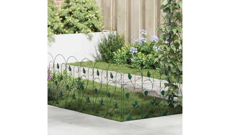 Walplus Pack of 5 2.62 kg Steel Garden Fence - Green - 62 x 0.3 cm