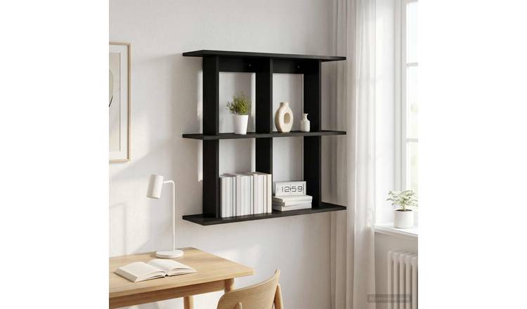 Walplus Engineered Wood Wall Shelf - Dark Oak - 100 x 20 x 75 cm