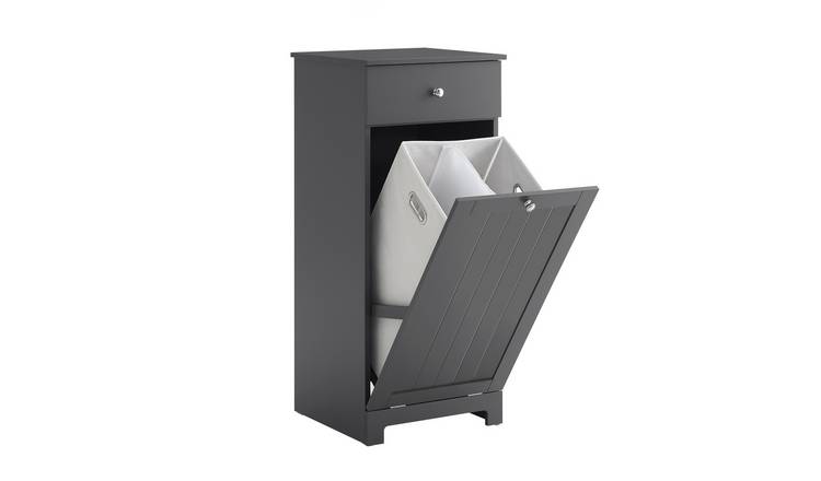 SoBuy 1 Drawer 1 Door Narrow Laundry Cabinet - Dark Grey