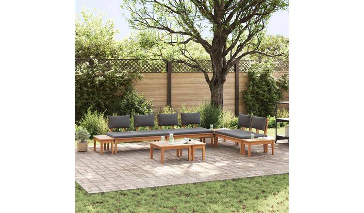 Walplus 5 Piece Metal Garden Sofa Set - Brown and Grey - 60 x 60 x 30 cm