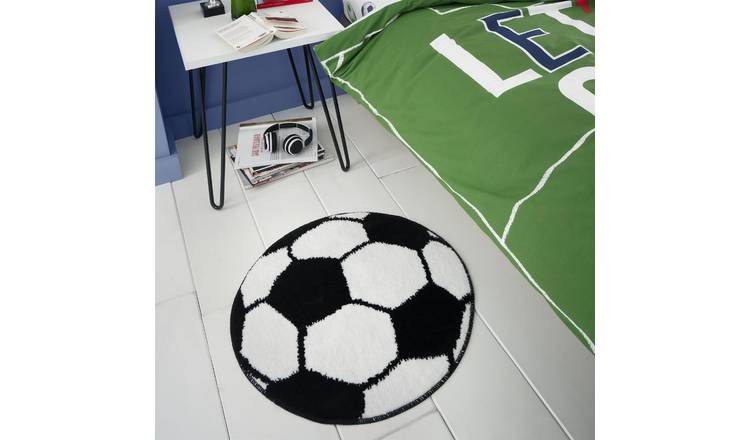 Catherine Lansfield It's A Goal Football Shaped Rug - 60 x 60cm - Black & White