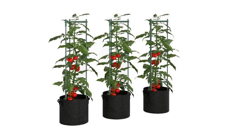 Outsunny Adjustable Plant Trellis Cages with Grow Bags – Green