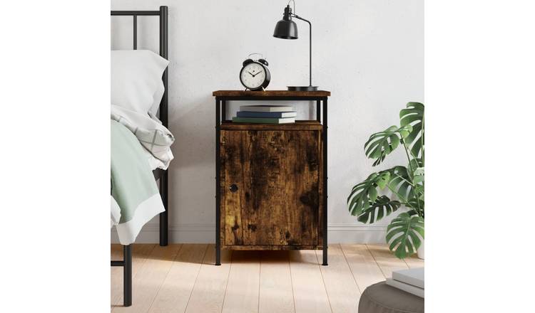 Walplus Engineered Wood Bedside Cabinet - Dark Oak - 40 x 42 x 60 cm