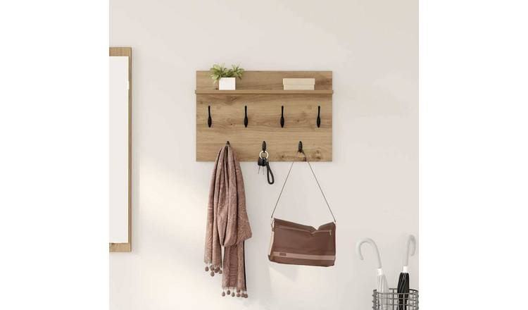 Walplus Engineered Wood Wall-Mounted Coat Rack - Artisan oak - 60 x 40 x 12 cm