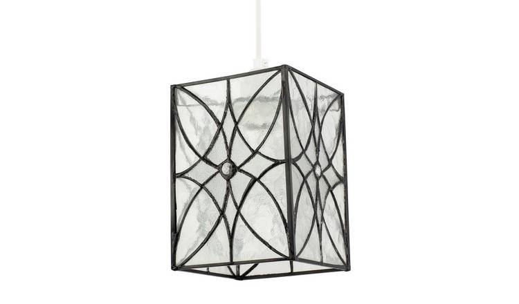 Happy Homewares Clear Cathedral Glass with Textured Glass Pendant Shade - 13cm