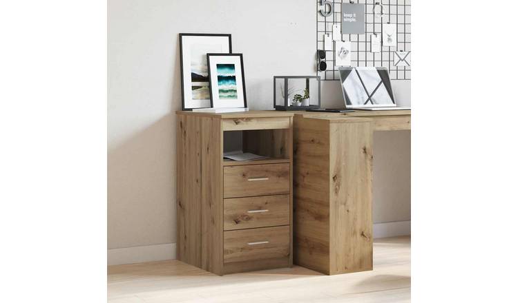 Walplus Engineered Wood 3 Drawer Drawer Cabinet - Oak - 40 x 50 x 76 cm