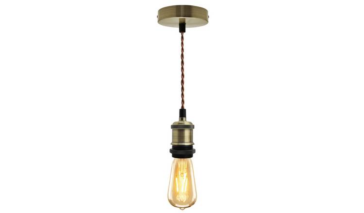 Energy Light Bulbs Ceiling Rose E27 Light Fitting - Antique Brass