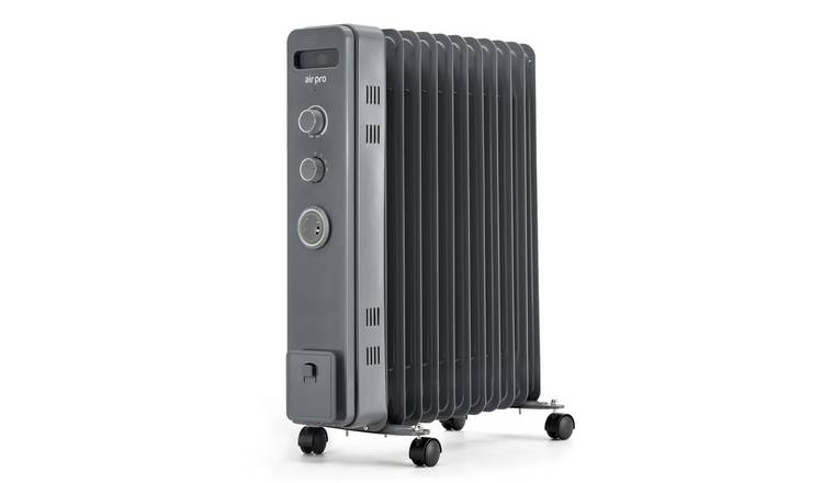 Air Pro Oil Filled 11 Fin Portable Electric Radiator Heater 2500W - Grey