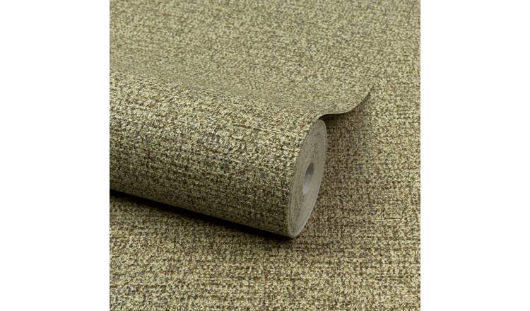 Grandeco Boutique Mysore Twill Fabric Embossed Wallpaper - Khaki Green