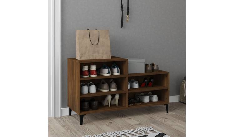Walplus Engineered Wood Shoe Cabinet - Brown Oak - 102 x 36 x 60 cm