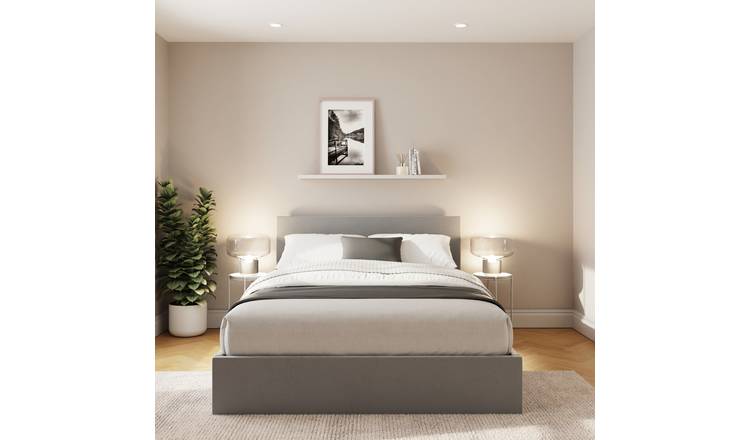 GFW End Lift King Size Velvet Ottoman Bed with Mattress - Grey