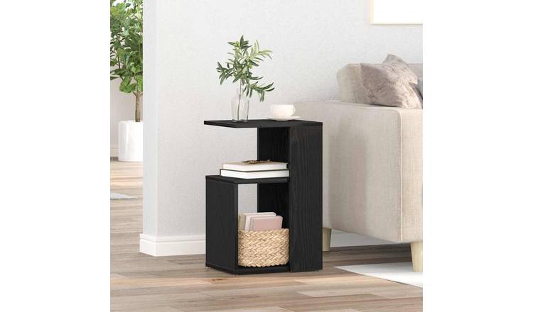 Walplus Engineered Wood Side Table - Black Oak - 36 x 30 x 56 cm