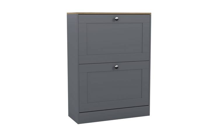 Vida Designs 2 Drawer Shoe Cabinet - Grey & Oak