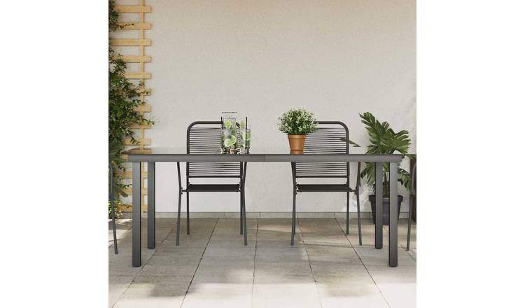 Walplus Aluminium Garden Dining Table - Black - 190 x 90 cm