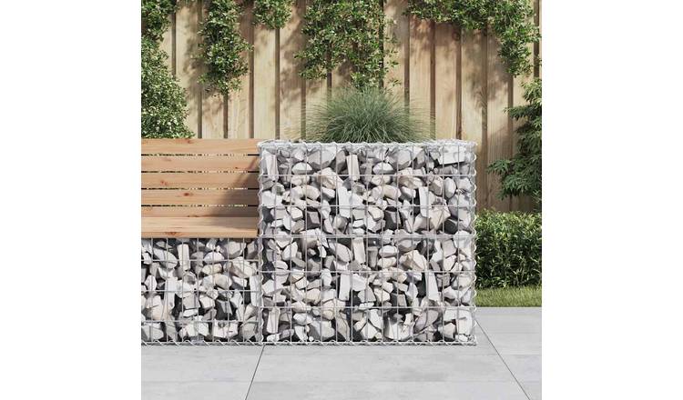 Walplus Galvanised Iron Gabion Basket - Silver - 70 x 70 x 65 cm