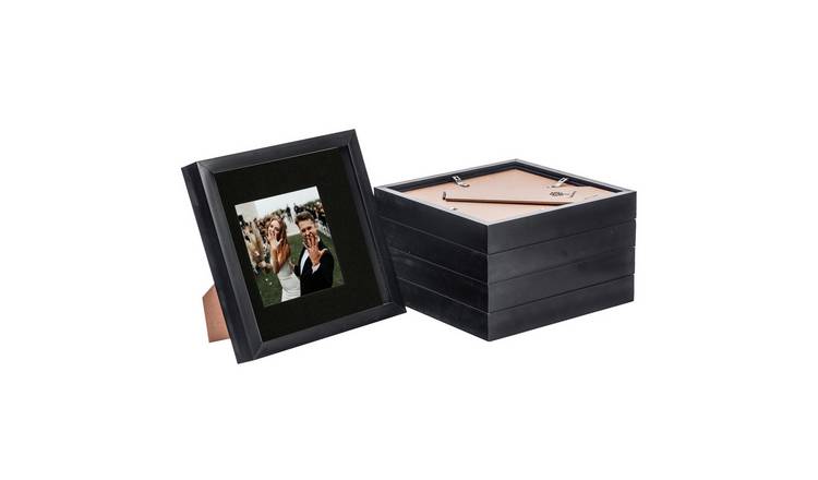 Nicola Spring 3D Box Photo Frames - 8 x 8" with Mount - Set of 5 - Black