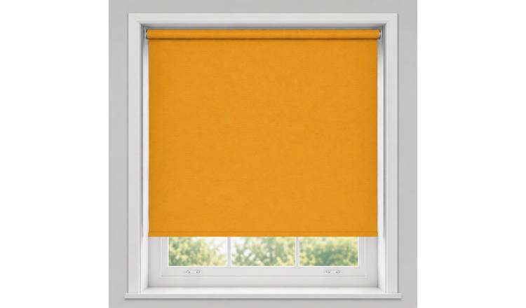 New Edge Blinds Ochre No Drill Blackout Roller Blind - 65cm x 165cm