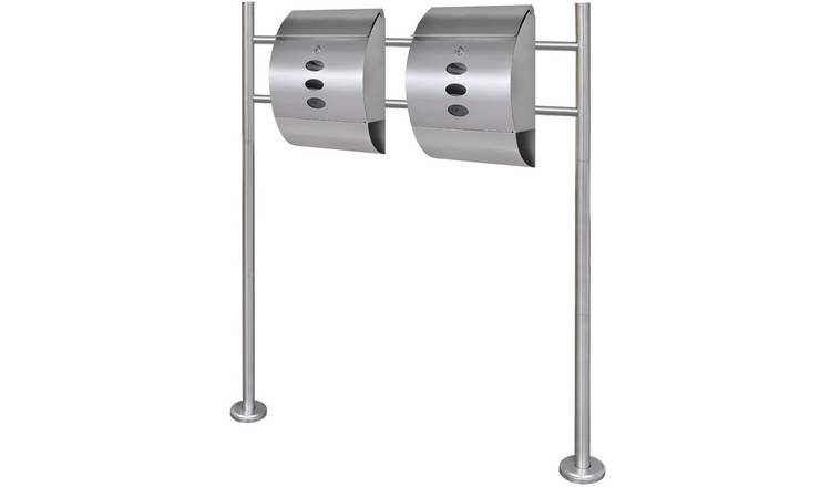 Walplus Stainless Steel Double Mailbox on Stand - 30 x 12 x 40 cm