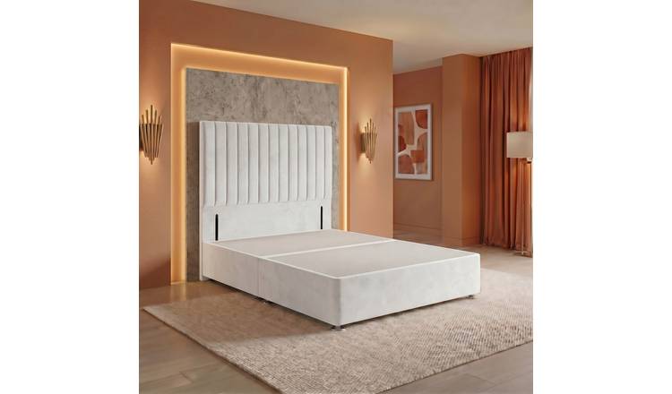 Somnior Heritage Velvet Divan Base No Draw 54" Headboard - Ivory/Super King