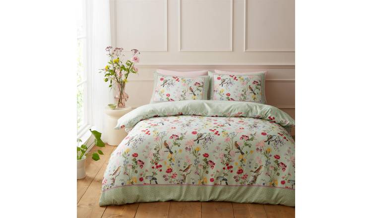 RHS x Catherine Lansfield Birds In Bloom Duvet Cover Set - Double - Green