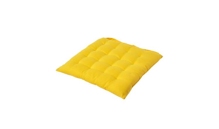 Homescapes Cotton Seat Pad Chair Cushion - Yellow
