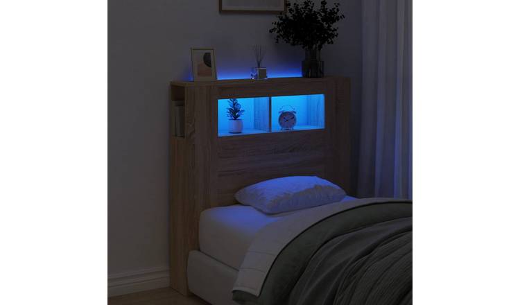 Walplus Engineered Wood LED Headboard - Light Oak - 100 x 18.5 x 103.5 cm