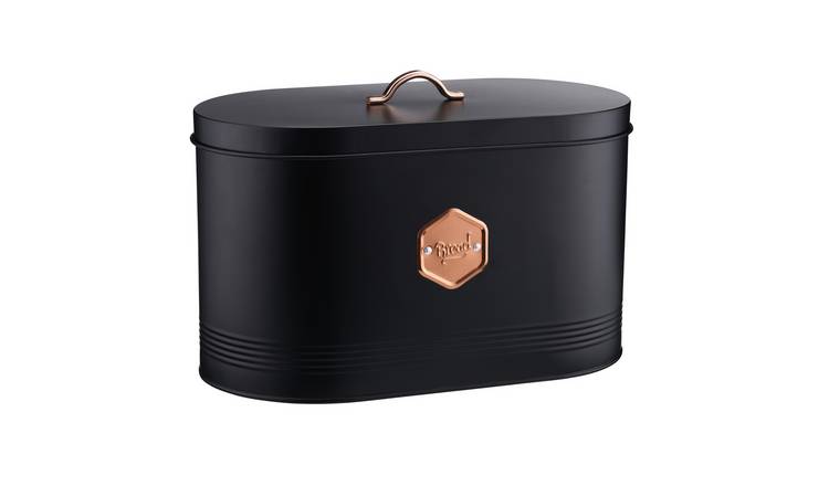 Cooks Professional Metal Bread Bin - Black / Copper
