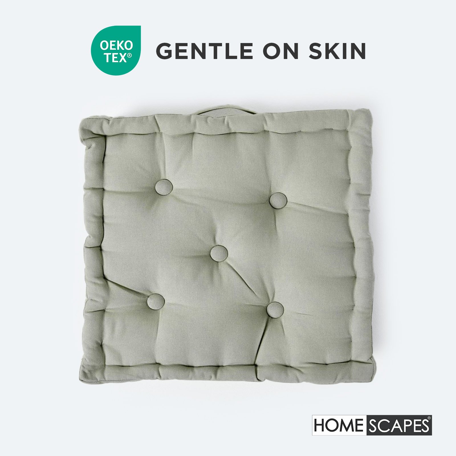 Homescapes Cotton Floor Cushion - 50 x 50 cm - Grey - Image 3
