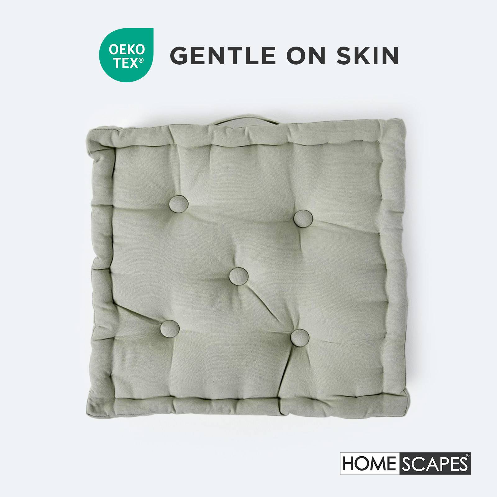 Homescapes Cotton Floor Cushion - 50 x 50 cm - Grey - Image 3