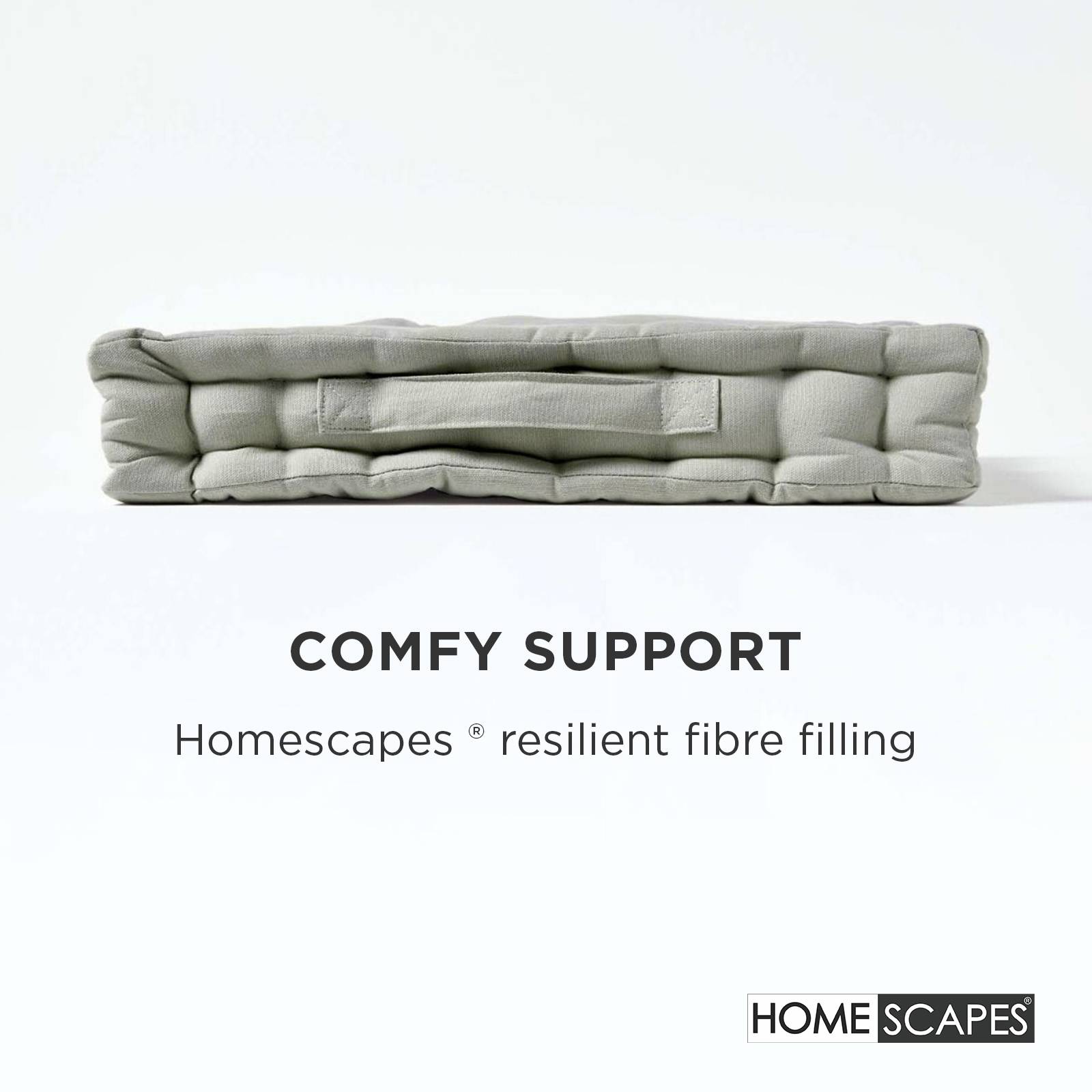 Homescapes Cotton Floor Cushion - 50 x 50 cm - Grey - Image 4