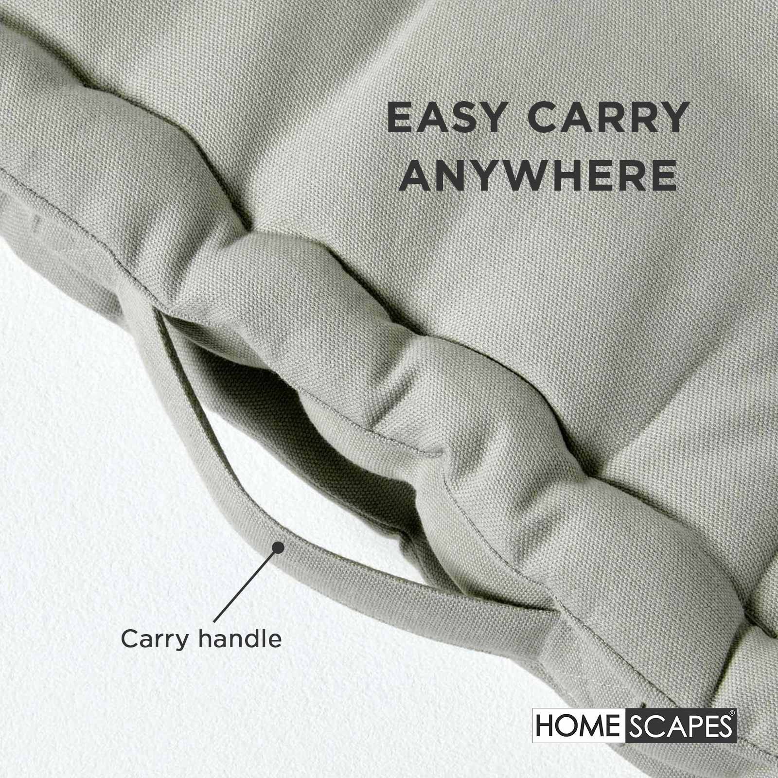 Homescapes Cotton Floor Cushion - 50 x 50 cm - Grey - Image 5