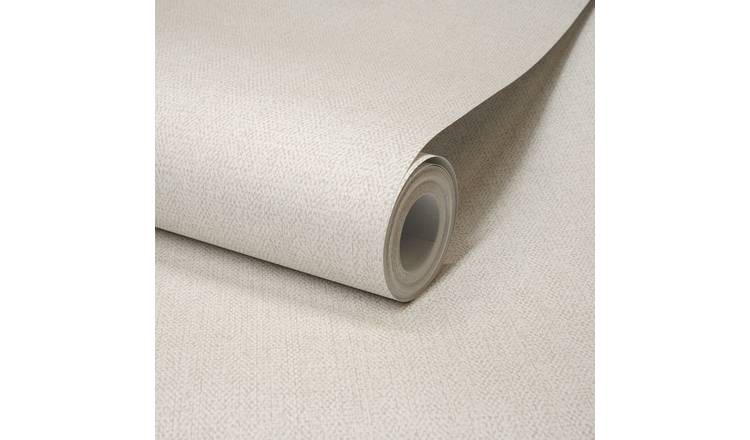Grandeco Boutique Mini Twill Woven Fabric Effect PVC-free Eco Wallpaper - White