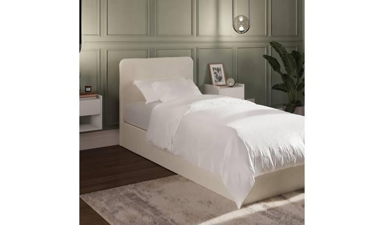 GFW Chiswick Single Velvet Side Lift Ottoman Bed - Natural
