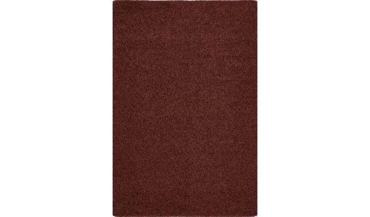 The Rugs Br Red Plain Shaggy Rug - 60 x 100cm