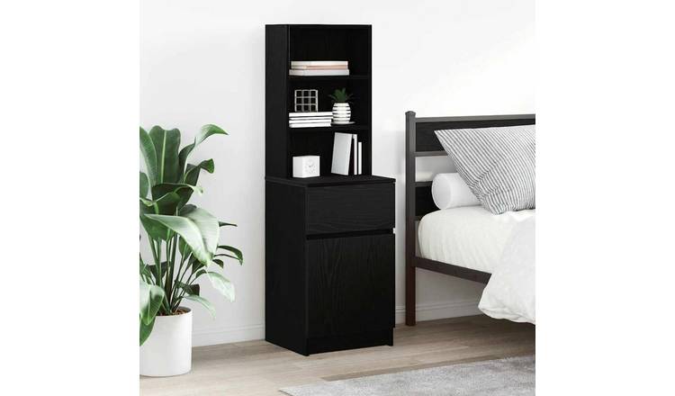 Walplus Engineered Wood Bedside Cabinet - Black - 39 x 35 x 125 cm